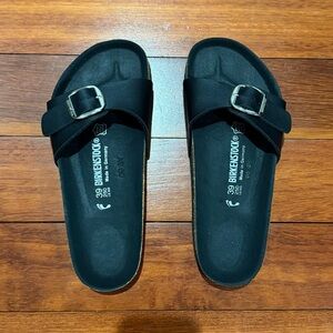 Birkenstock Madrid Big Buckle Sandals Black Sz. 8 NWOT